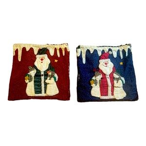 Christmas Santa Claus and Snowman Pillow Cover Bundle Set of 2